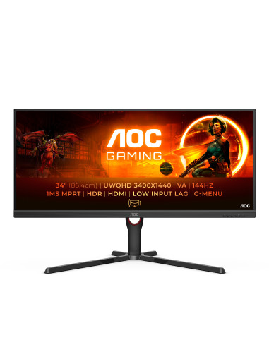 AOC G3 U34G3XM EU LED display 86,4 cm (34") 3440 x 1440 Pixel UltraWide Quad HD Nero, Rosso