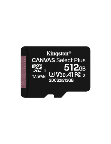 Kingston Technology Scheda micSDXC Canvas Select Plus 100R A1 C10 da 512GB confezione singola senza adattatore