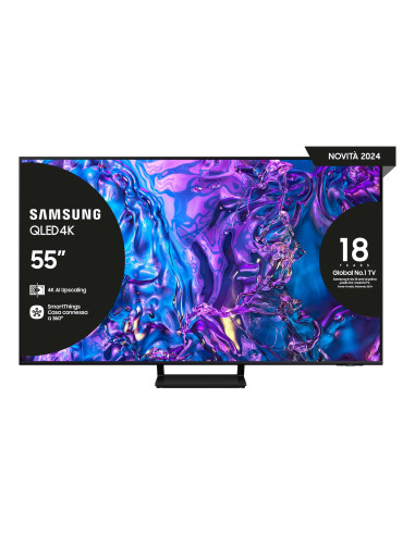 Samsung Q70D TV QLED 4K 55” QE55Q70DATXZT Smart TV Wi-Fi Black 2024, Quantum Processor 4K, 4K AI Upscaling, AirSlim Design, OTS