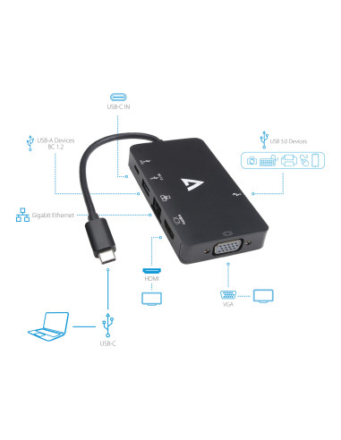 V7 V7UC-U3CRJ45HDVG-BLK adattatore grafico USB 3840 x 2160 Pixel Nero