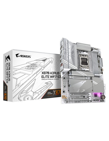 GIGABYTE X870 AORUS ELITE WIFI7 ICE Scheda Madre - Supporta CPU AMD Ryzen 9000, 16+2+2 fasi VRM digitale, fino a 8200MHz DDR5