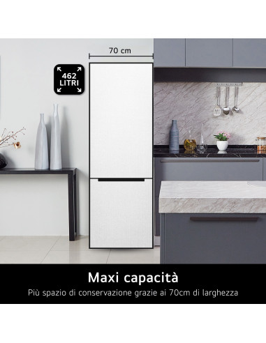 LG GBB569MCAMN Frigorifero combinato 70cm, Classe E, 462L, Wi-Fi, No frost, Nero