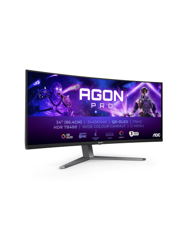 AOC AGON PRO AG346UCD Monitor PC 86,4 cm (34") 3440 x 1440 Pixel Wide Quad HD QDOLED Nero, Grigio