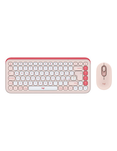 Logitech POP Icon Combo tastiera Mouse incluso Universale Bluetooth QWERTY Italiano Rosa, Bianco