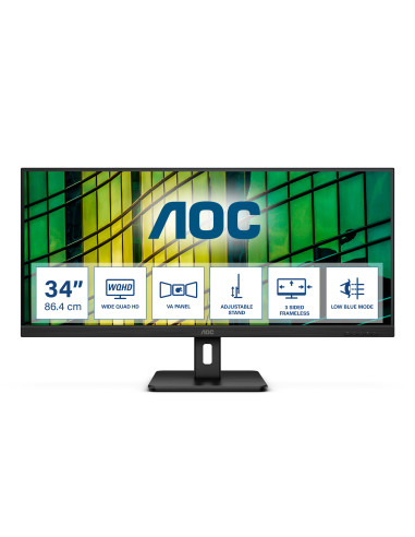 AOC U34E2M Monitor PC 86,4 cm (34") 3440 x 1440 Pixel Wide Quad HD Nero