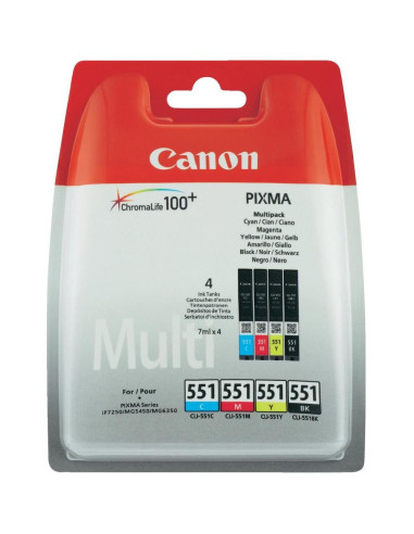 Canon CLI-551 C M Y BK w sec cartuccia d'inchiostro 4 pz Originale Resa standard Nero, Ciano, Magenta, Giallo