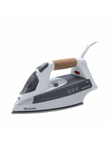 Ariete Steam Iron 6232 Grey - Ferro da stiro con piastra Acciaio Inox - manico in sughero - serbatoio 300 ml - 2200 Watt -