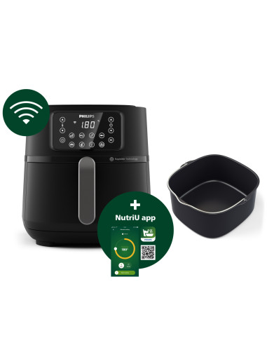 Philips 5000 series Airfryer 7.2L, Friggitrice ad aria 16-in-1, App per ricette , accessorio teglia HD9285 93