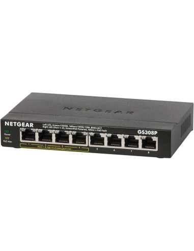 NETGEAR GS308P Non gestito Gigabit Ethernet (10 100 1000) Supporto Power over Ethernet (PoE) Nero