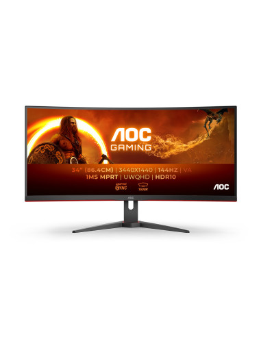 AOC G2 CU34G2XE BK LED display 86,4 cm (34") 3440 x 1440 Pixel Wide Quad HD LCD Nero, Rosso