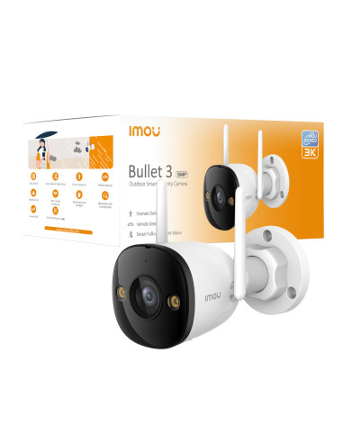 Imou Bullet 3 5MP 3K da esterno. Visione notturna Full Color, Rilevamento Umano con Faretto e Sirena, Audio Bidirezionale,