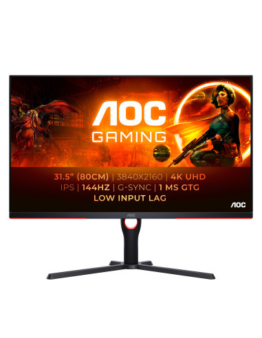 AOC G3 U32G3X BK LED display 80 cm (31.5") 3840 x 2160 Pixel 4K Ultra HD Nero, Rosso