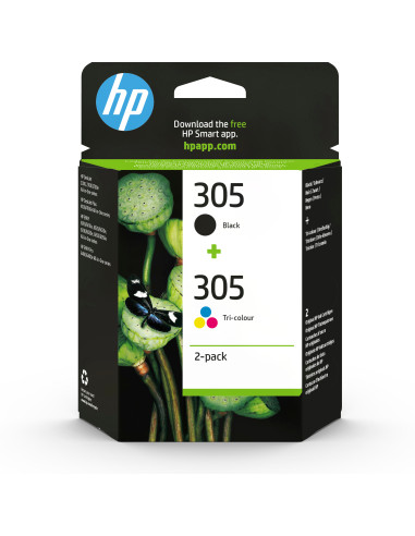 HP 305 2-Pack Tri-color Black Original Ink Cartridge cartuccia d'inchiostro 2 pz Originale Resa standard Nero, Ciano, Magenta,