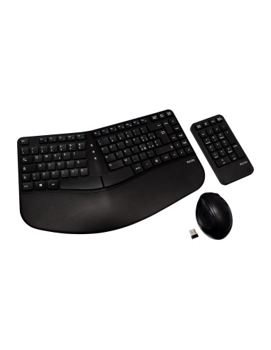 V7 Tastiera, mouse e combinazione con tastierino wireless ergonomici