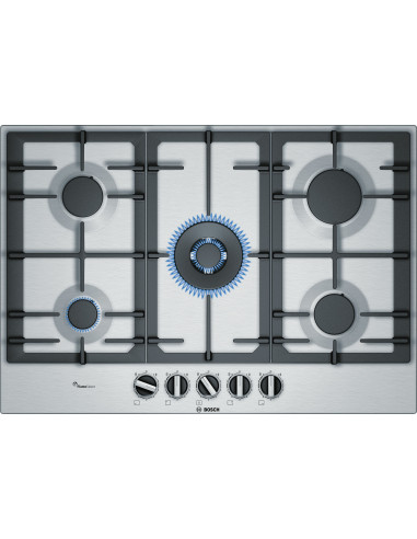 Bosch Serie 6 PCQ7A5B90 Piano cottura a gas 75 cm Acciaio inox