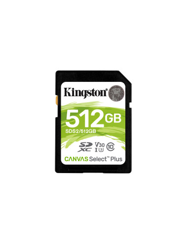 Kingston Technology Scheda SDXC Canvas Select Plus 100R C10 UHS-I U3 V30 da 512GB