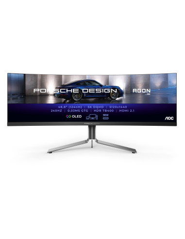 AOC Porsche PD49 LED display 124,5 cm (49") 5120 x 1440 Pixel DQHD QDOLED Nero