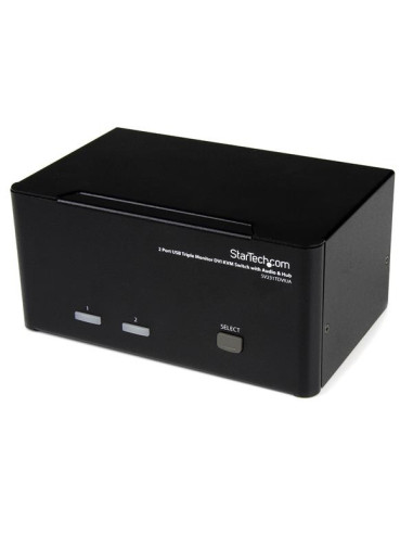 StarTech.com Switch KVM DVI USB per monitor triplo a 2 porte con audio e hub USB 2.0