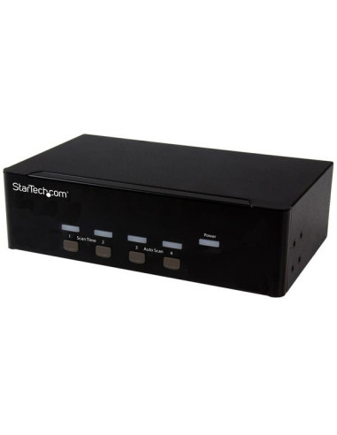 StarTech.com Switch Commutatore a 4 porte - KVM USB 2.0 a doppio VGA con Hub USB a 2 porte e 3,5mm audio