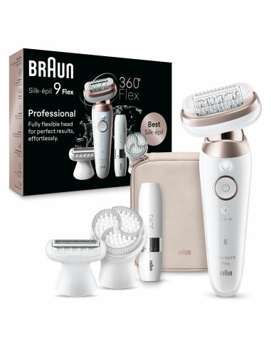 Braun Silk-épil 9 Flex 9-360 3D, Epilatore Elettrico Donna Per Epilazione Semplice, Bianco Rosa