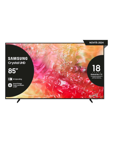 Samsung TV Crystal UHD 4K 85” UE85DU7170UXZT Smart TV Wi-Fi Black 2024, Processore Crystal 4K, 4K Upscaling, Slim Look Design,