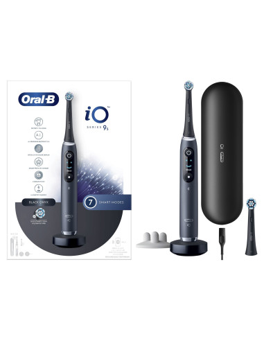 Oral-B iO Spazzolino Elettrico Ricaricabile 9S Nero, 2 Testine, 1 Custodia Da Viaggio Ricaricabile