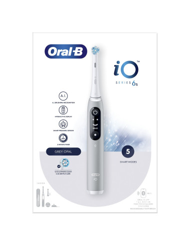 Oral-B iO Spazzolino Elettrico Ricaricabile 6S Grigio, 2 Testine, 1 Custodia Da Viaggio, 1 Spazzolino