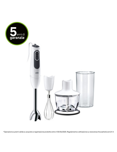 Braun Minipimer MultiQuick MQ3135WH SAUCE Frullatore ad immersione White Grey