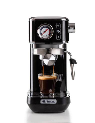 Ariete 1381 Macchina da caffè con manometro, compatibile con caffè in polvere e cialde ESE, 1300 W, Capacità 1,1 L, 15 bar di