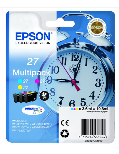 Epson Alarm clock 27 DURABrite Ultra Multi-pack cartuccia d'inchiostro 1 pz Originale Ciano, Magenta, Giallo