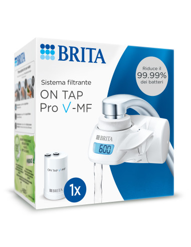 Brita Sistema filtrante dell'acqua ON TAP Pro V-MF con 1x filtro (600L) - per acqua priva di batteri al 99,99% & gusto migliore