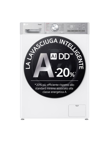 LG D4R9513TPWC Lavasciuga 13 7kg AI DD, Classe D, 1400 giri, TurboWash 360, Autodosaggio