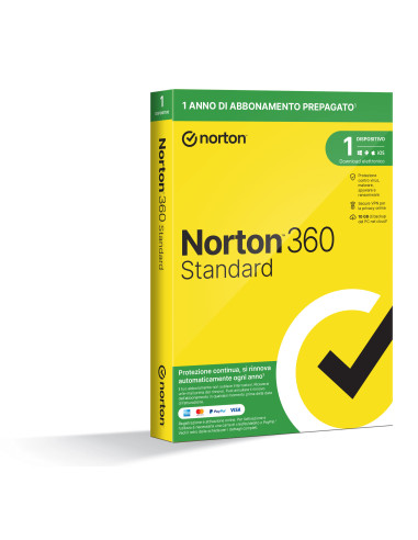 Norton 360 Standard 2024| Antivirus per 1 dispositivo | Licenza di 1 anno con rinnovo automatico | Secure VPN e Password