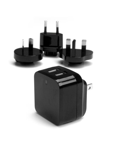 StarTech.com Caricabatterie da Muro a doppia porta x2 USB ad alta potenza ( 17W   3.4 Amp ) con prese da viaggio