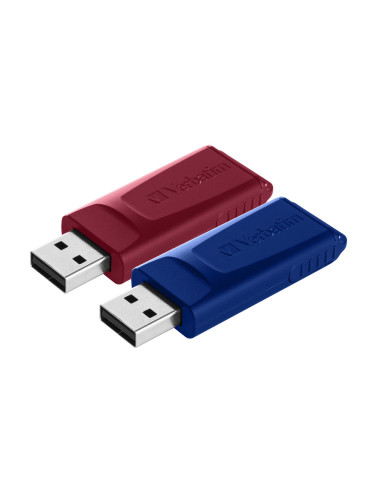 Verbatim Slider - Memoria USB - 2x32 GB, Blu, Rosso