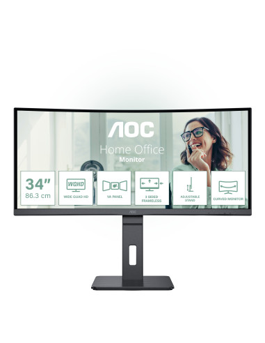 AOC CU34P3CV Monitor PC 86,4 cm (34") 3440 x 1440 Pixel UltraWide Quad HD LED Nero