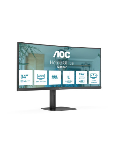 AOC V5 CU34V5C BK LED display 86,4 cm (34") 3440 x 1440 Pixel Wide Quad HD Nero