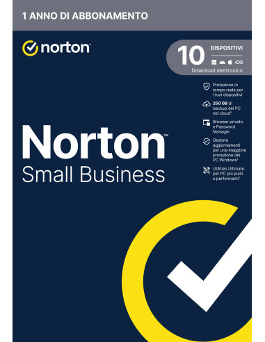 Norton Small Business | Protezione antivirus per piccole imprese e small office | 10 dispositivi | Licenza di 1 anno