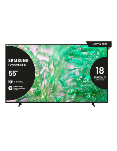 Samsung TV Crystal UHD 4K 55” UE55DU8070UXZT Smart TV Wi-Fi Black 2024, Processore Crystal 4K, 4K Upscaling, AirSlim Design,