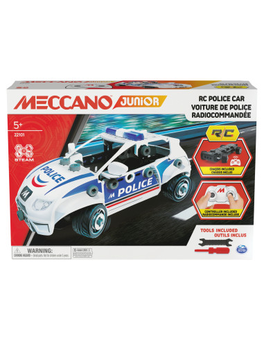 Meccano JUNIOR, Radiocomando della Polizia, Costruzioni per bambini, 73 pezzi in plastica, Giocattoli per bambini dai 5 anni in