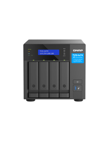 QNAP TVS-H474 NAS Tower Intel® Pentium® G7400 8 GB DDR4 0 TB QuTS hero Nero