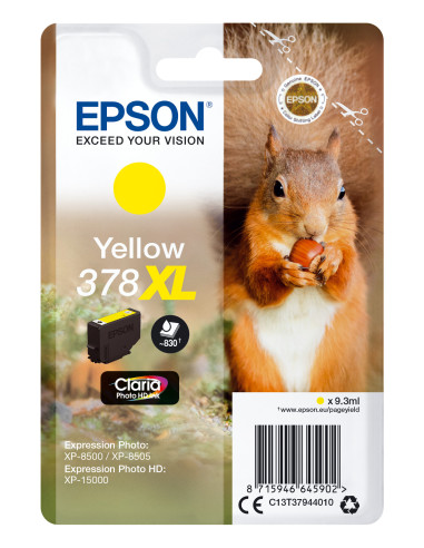 Epson Squirrel Singlepack Yellow 378XL Claria Photo HD Ink