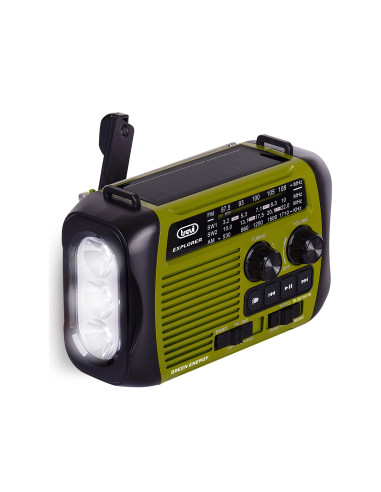 Trevi RADIO PORTATILE DINAMO E SOLARE USB MICRO SD WIRELESS E POWERBANK RA 7F30 BT VERDE