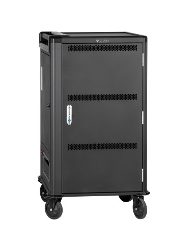 V7 Carrello di ricarica CA Schuko 30 dispositivi - Per proteggere, conservare e caricare Chromebook, notebook e tablet. Ripiani