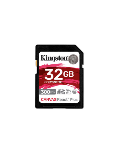 Kingston Technology 32GB Canvas React Plus SDHC UHS-II 300R 260W U3 V90 for Full HD 4K 8K