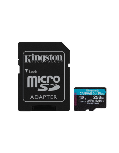 Kingston Technology Scheda microSDXC Canvas Go Plus 170R A2 U3 V30 da 256GB + adattatore