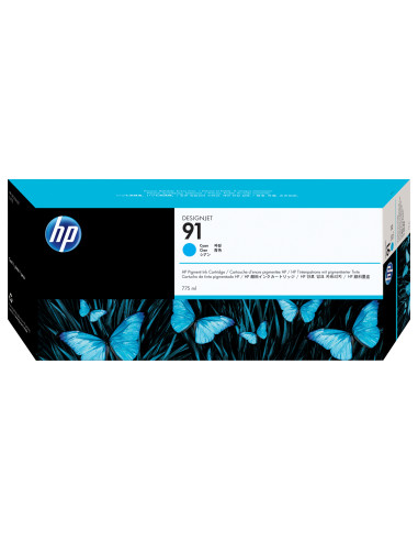 HP Cartuccia di inchiostro ciano pigmentato originale DesignJet 91 da 775 ml