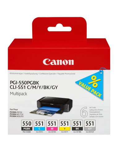 Canon Cartuccia d'inchiostro Multipack PGI-550 PGBK   CLI-551 BK C M Y GY