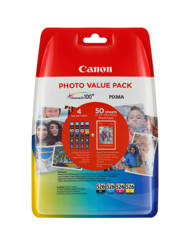 Canon Confezione multipla cartucce d'inchiostro CLI-526 BK C M Y + carta fotografica