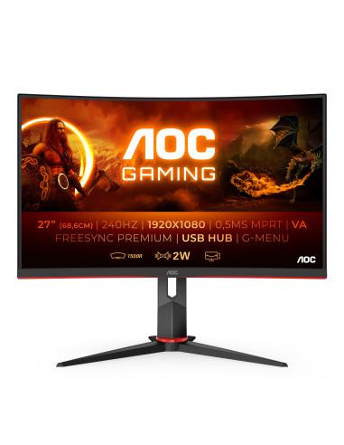 AOC G2 C27G2ZU BK Monitor PC 68,6 cm (27") 1920 x 1080 Pixel Full HD LED Nero, Rosso